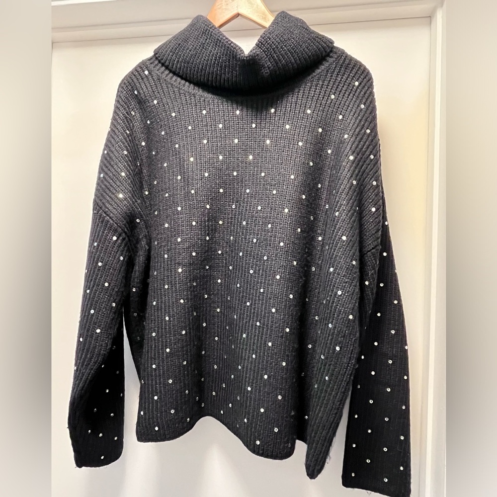 I.N.C. Metallic knit studded turtleneck sweater